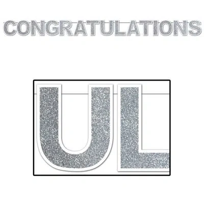 Beistle Glittered Congratulations Streamer In Silver