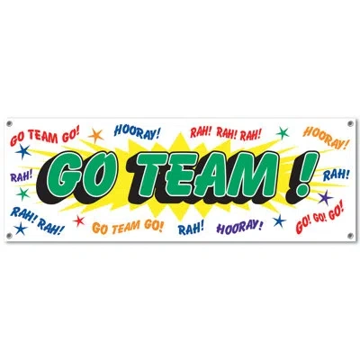Beistle Go Team! Sign Banner - 5' X 21" - Pack Of 12 In Multicolor