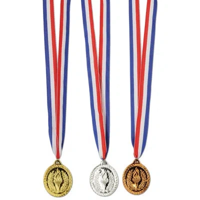 Beistle Gold, Silver & Bronze Medals With Ribbon In Multicolor