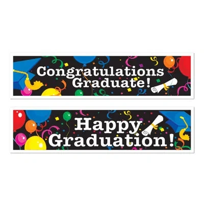 Beistle Graduation Banners - 15" X 5' - Pack Of 12 In Multicolor