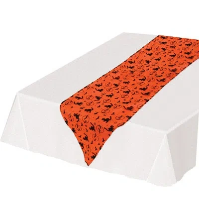 Beistle Halloween Fabric Table Runner In Orange