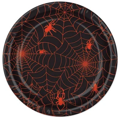 Beistle Halloween Spider Web Plates In Multicolor