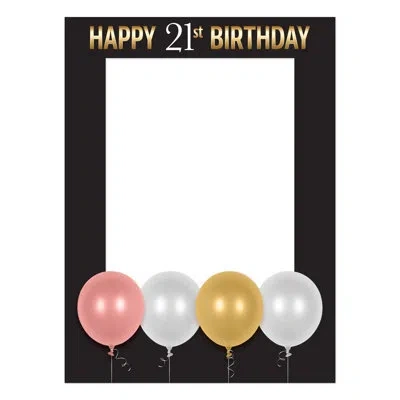 Beistle Happy 21st Birthday Photo Fun Frame – 25" X 18.5" Party Photo Booth Frame For Birthday Pictures, Cel In Multicolor