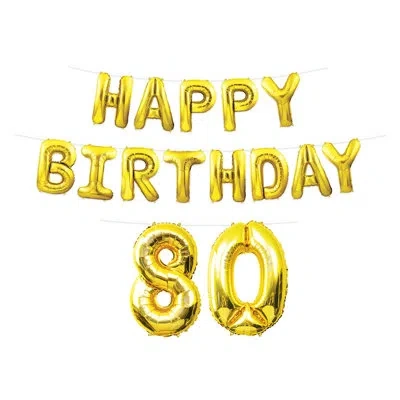 Beistle Happy Birthday "80" Balloon Streamer In Gold