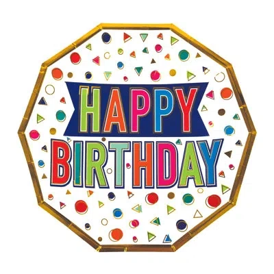 Beistle Happy Birthday Decagon Plates In Multicolor