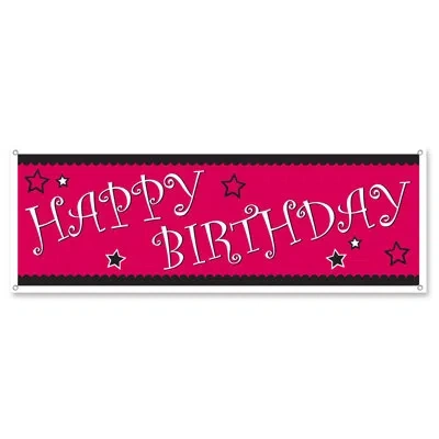 Beistle Happy Birthday Sign Banner In Pink