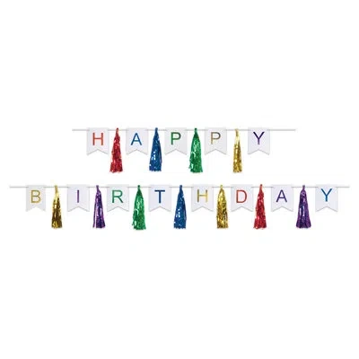 Beistle Happy Birthday Tassel Streamer In Gold