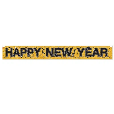 Beistle Happy New Year Fringe Banner In Black,gold