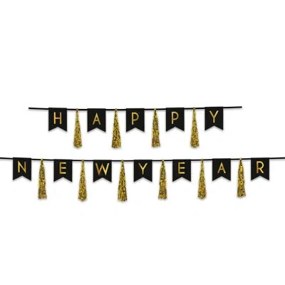 Beistle Happy New Year Tassel Streamer In Black,gold