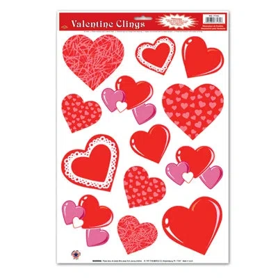 Beistle Heart Clings - 12" X 17" Sh - Pack Of 12 In Multicolor