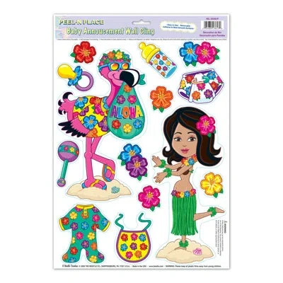 Beistle Hula Baby Peel 'n Place - 12" X 17" Sh - Pack Of 12 In Multicolor