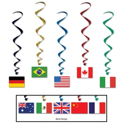 Beistle International Flag Whirls In Multicolor