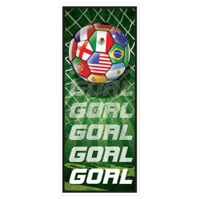Beistle International Soccer Door Covers, All-weather Decorations With Global Flag Soccer Ball & “goal” Desi In Multicolor