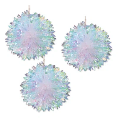 Beistle Iridescent Fluff Balls - 16" - Pack Of 6 In Multicolor