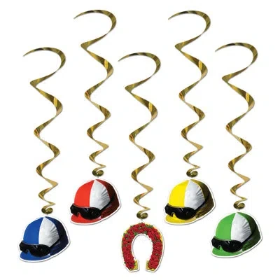 Beistle Jockey Helmet Whirls - 3' 1" - Pack Of 6 In Multicolor