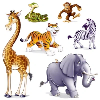 Beistle Jungle Animal Props - 17"-5' 4" - Pack Of 12 In Multicolor