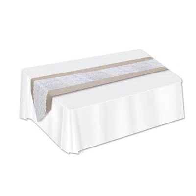 Beistle Lace & Burlap Table Runner In Multicolor