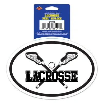 Beistle Lacrosse Peel 'n Place - 6" Sh - Pack Of 12 In Black;white