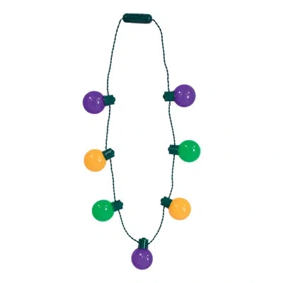 Beistle Light-up Oversized Mardi Gras Necklace – 35" Led Bead Necklace With 3 Light Modes, Batteries Include In Multicolor