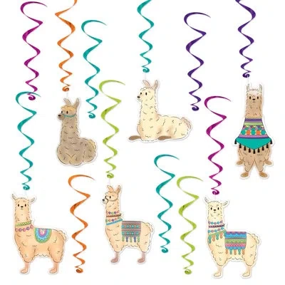 Beistle Llama Whirls - Pack Of 6 In Multicolor