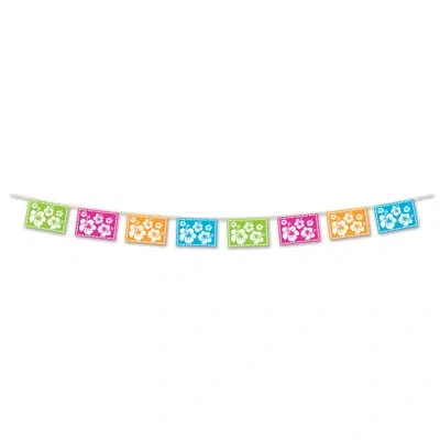 Beistle Luau Hibiscus Pennant Banner In Multicolor