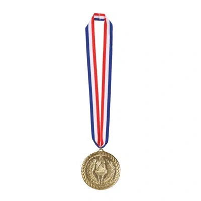 Beistle Medal With Ribbon - 30" With 4" Medal - Pack Of 12 In Gold