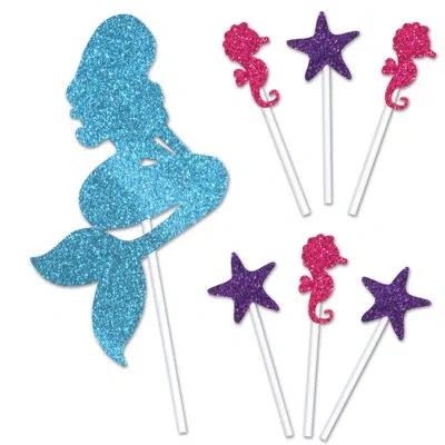 Beistle Mermaid Cake Topper - 4â¼" X 8â¾" - Pack Of 12 In Multicolor