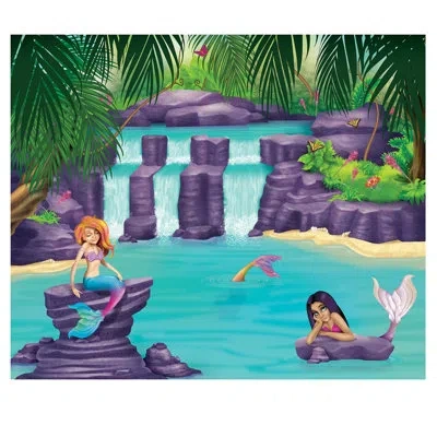 Beistle Mermaid Lagoon Insta-mural In Multicolor