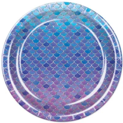 Beistle Mermaid Scales Plates - 9" - Pack Of 12 In Multicolor