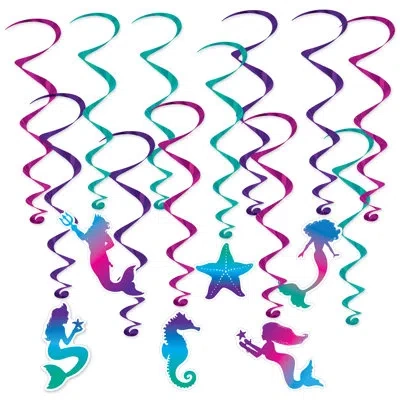 Beistle Mermaid Whirls - 17â½"-29â½" - Pack Of 6 In Multicolor