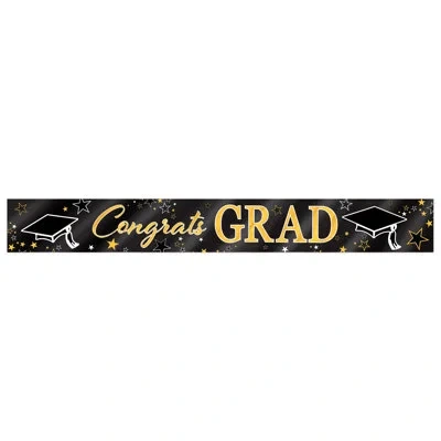 Beistle Metallic Congrats Grad Banner In Black