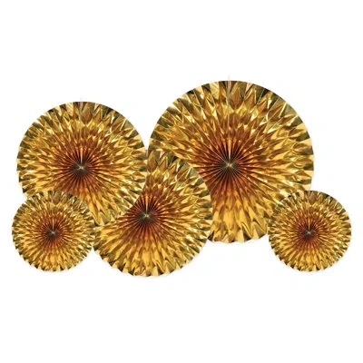Beistle Metallic Fans - Asstd - Pack Of 6 In Gold