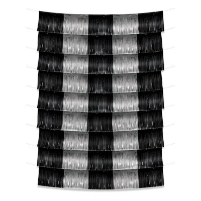 Beistle Metallic Fringe Garland Backdrop In Black,silver