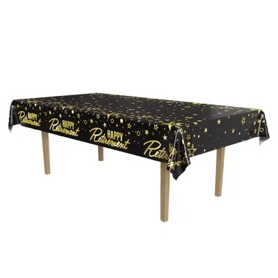 Beistle Metallic Happy Retirement Tablecover In Black