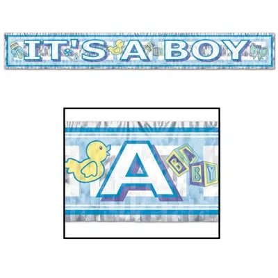 Beistle Metallic It's A Boy Fringe Banner In Multicolor