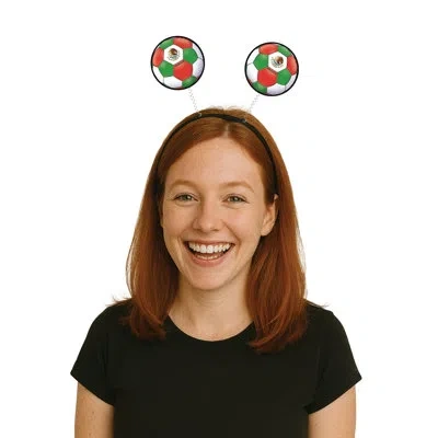 Beistle Mexico Soccer Boppers Headband – Snap-on Black Plastic Headband, Mexican Flag Football Fan Gear, Tou In Multicolor