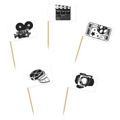 Beistle Movie Set Picks - 2â½" - Pack Of 12 In Black