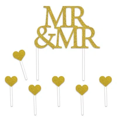 Beistle Mr & Mr Cake Topper - 5â½" X 8â½" - Pack Of 12 In Multicolor