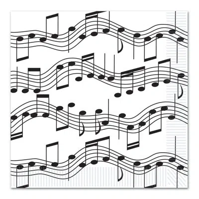 Beistle Musical Notes Luncheon Napkins In Black