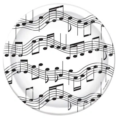 Beistle Musical Notes Plates - 7" - Pack Of 12 In Black