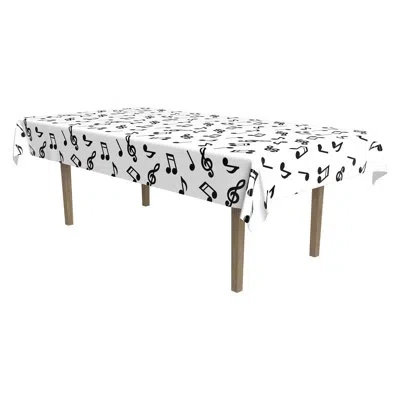 Beistle Musical Notes Tablecover - 54" X 108" - Pack Of 12 In Black