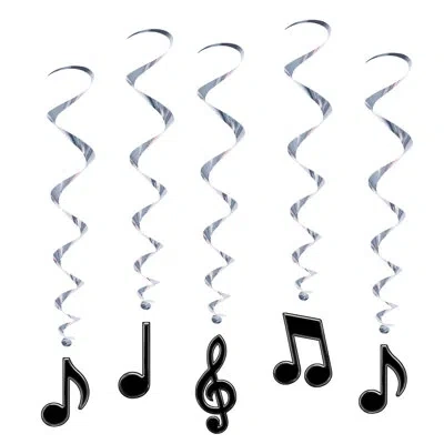 Beistle Musical Notes Whirls - 3' - Pack Of 6 In Black