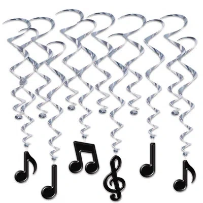 Beistle Musical Notes Whirls - Pack Of 6 In Black