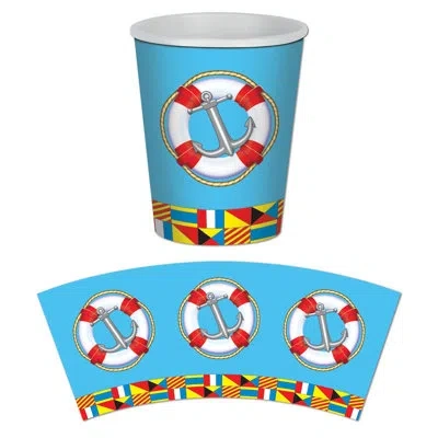 Beistle Nautical Beverage Cups - 9 oz - Pack Of 12 In Multicolor
