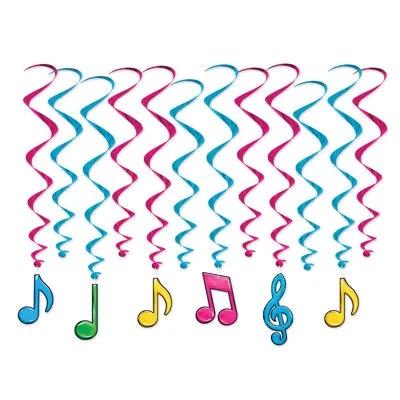 Beistle Neon Musical Notes Whirls In Multicolor