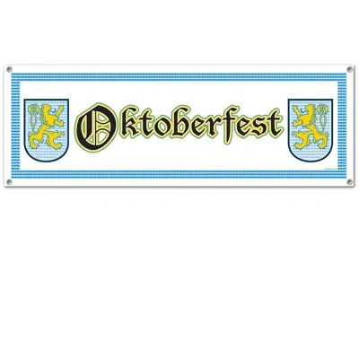 Beistle Oktoberfest Sign Banner - 5' X 21" - Pack Of 12 In Multicolor