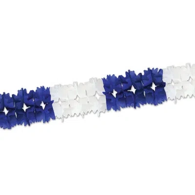 Beistle Pageant Garland - 7" X 14' 6" - Pack Of 12 In Blue,white