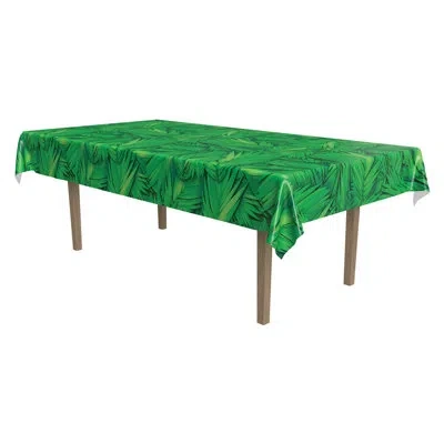 Beistle Palm Leaf Tablecover - 54" X 108" - Pack Of 12 In Green