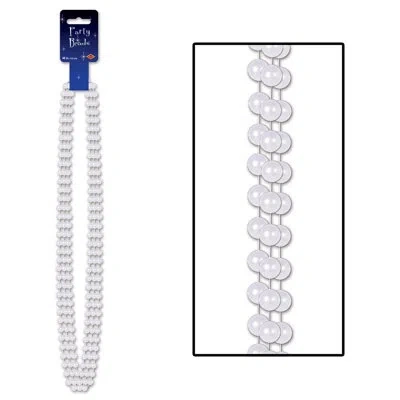 Beistle Party Beads - Large Round - 12mm X 48" - Pack Of 12 In White