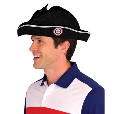 Beistle Patriot Tricorn Hats – Black Colonial Costume Hats With 1776 Rosette, Adult Size Historical Headwear